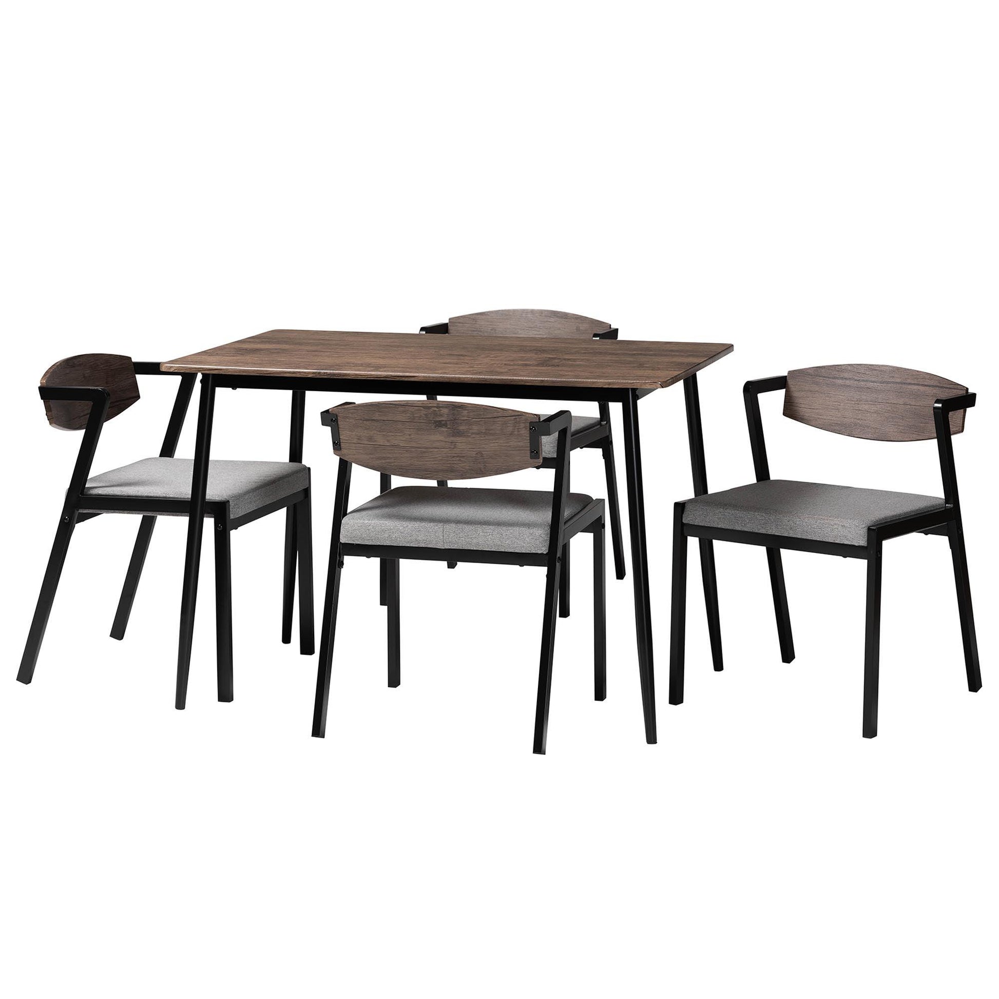 Baxton Studio Revelin Industrial Grey Fabric and Metal Dining Set FredCo