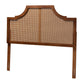 Baxton Studio Risha Mid-Century Modern Ash Walnut Finished Wood and Rattan Headboard FredCo