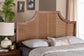 Baxton Studio Risha Mid-Century Modern Ash Walnut Finished Wood and Rattan Headboard FredCo