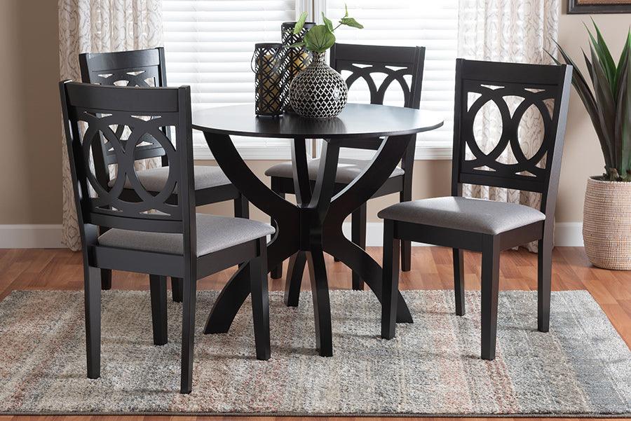 Baxton Studio Rita Modern Grey and Dark Brown Finished Wood 5-Piece Dining Set FredCo
