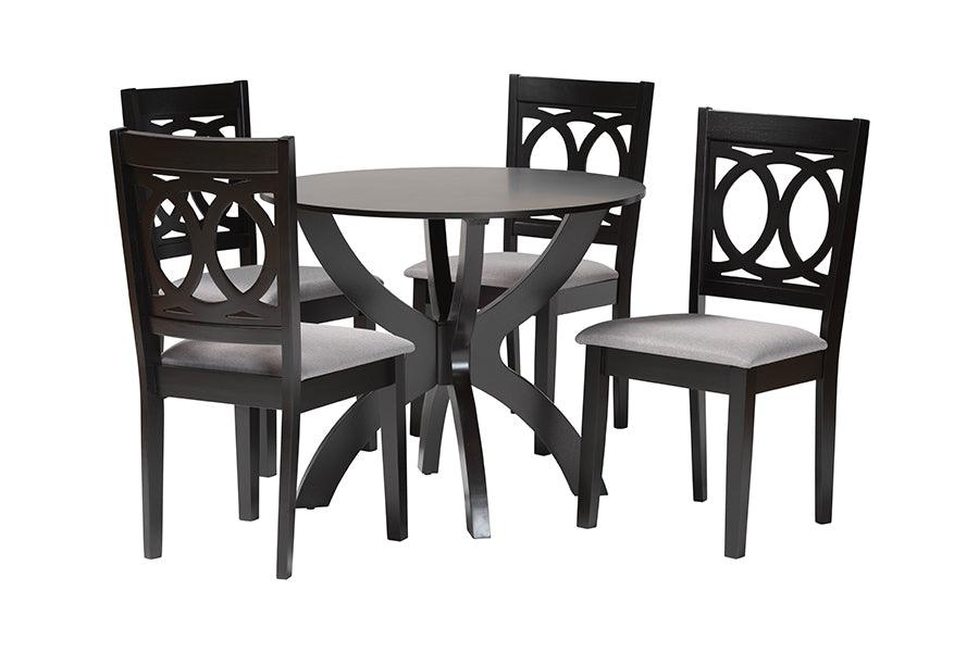 Baxton Studio Rita Modern Grey and Dark Brown Finished Wood 5-Piece Dining Set FredCo