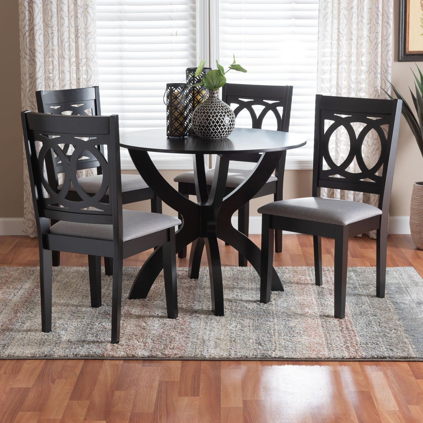 Baxton Studio Rita Modern Grey and Dark Brown Finished Wood 5-Piece Dining Set FredCo