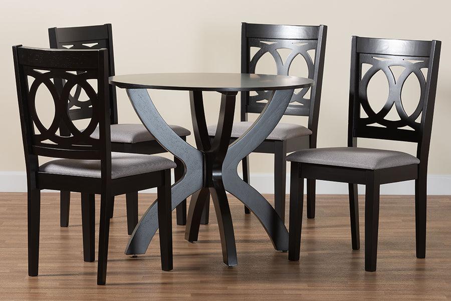 Baxton Studio Rita Modern Grey and Dark Brown Finished Wood 5-Piece Dining Set FredCo