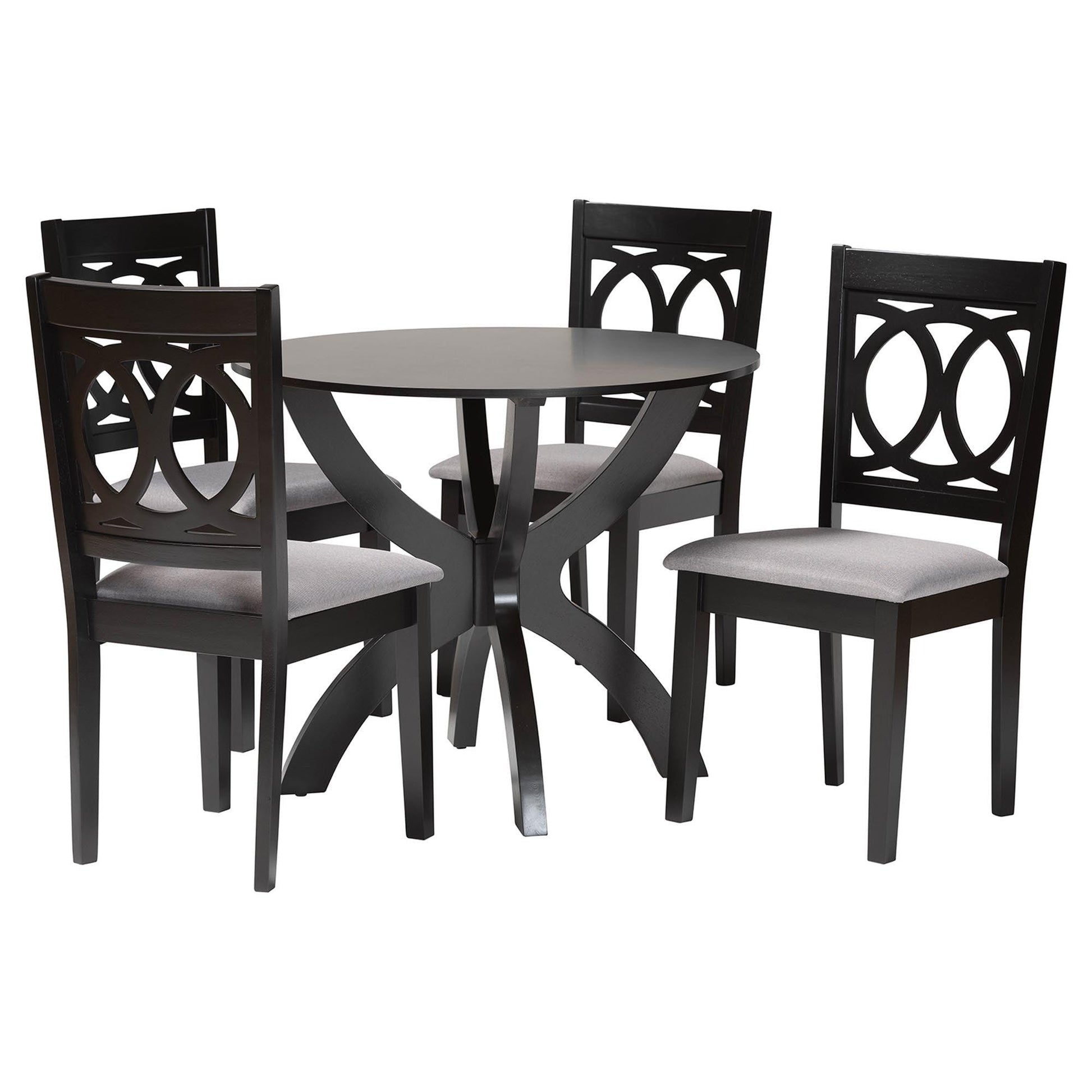Baxton Studio Rita Modern Grey and Dark Brown Finished Wood 5-Piece Dining Set FredCo