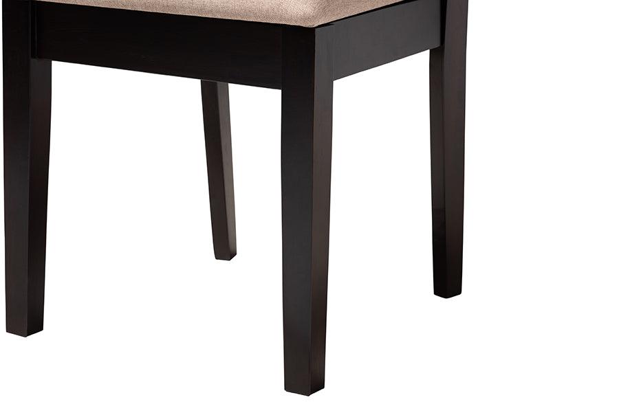 Baxton Studio Rita Modern Sand Dark Brown Finished Wood 5-Piece Dining Set FredCo