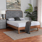 Baxton Studio Roald Mid-Century Modern Grey Fabric and Walnut Brown Wood King Size Platform Bed FredCo