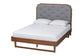 Baxton Studio Roald Mid-Century Modern Grey Fabric and Walnut Brown Wood King Size Platform Bed FredCo