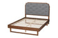 Baxton Studio Roald Mid-Century Modern Grey Fabric and Walnut Brown Wood King Size Platform Bed FredCo