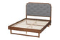 Baxton Studio Roald Mid-Century Modern Grey Fabric and Walnut Brown Wood Queen Size Platform Bed FredCo