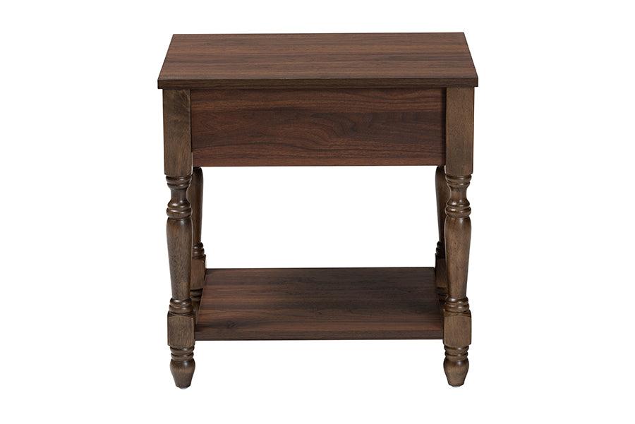 Baxton Studio Roden Transitional Dark Brown Nightstand with Rattan FredCo