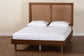 Baxton Studio Rondell Mid-Century Modern Ash Walnut Woven Rattan Queen Size Bed FredCo