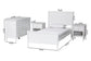 Baxton Studio Roni Modern White Scalloped Wood 4-Piece Twin Bedroom Set with Two Nightstands FredCo