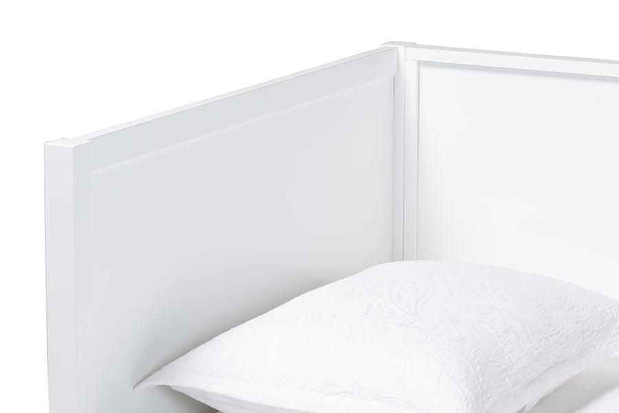 Baxton Studio Roni Modern White Scalloped Wood Twin Daybed with Trundle FredCo