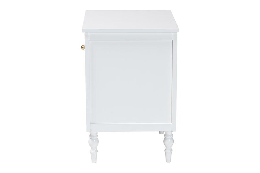 Baxton Studio Roni Modern White Wood 1-Drawer Nightstand with Scalloped Edges FredCo