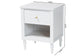 Baxton Studio Roni Modern White Wood 1-Drawer Nightstand with Scalloped Edges FredCo