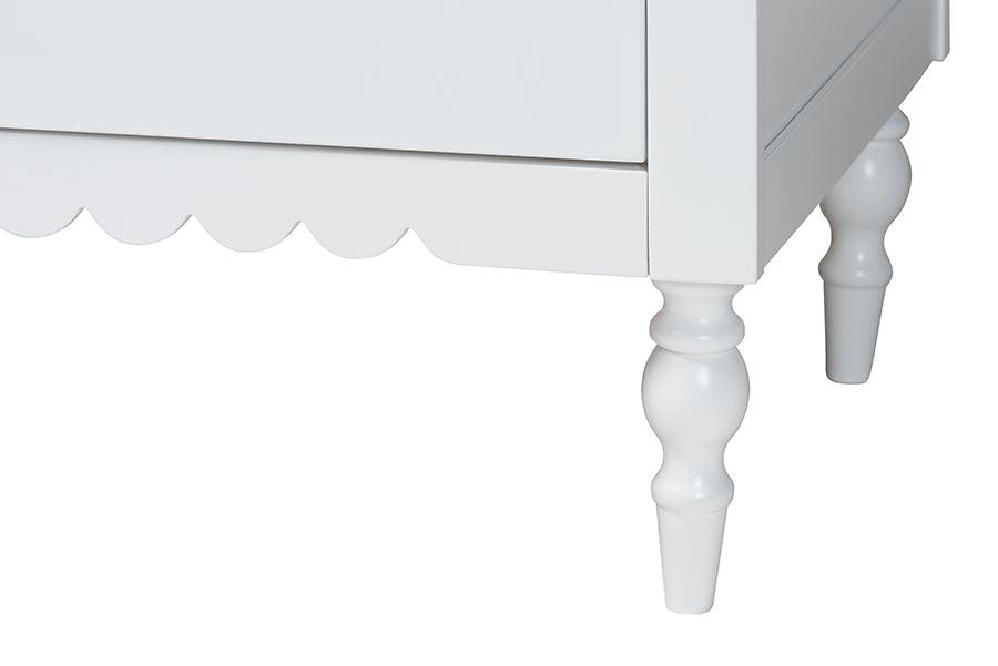 Baxton Studio Roni Modern White Wood 4-Drawer Chest with Scalloped Edges FredCo