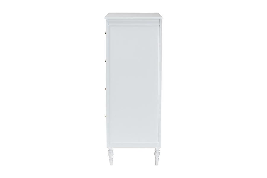Baxton Studio Roni Modern White Wood 4-Drawer Chest with Scalloped Edges FredCo