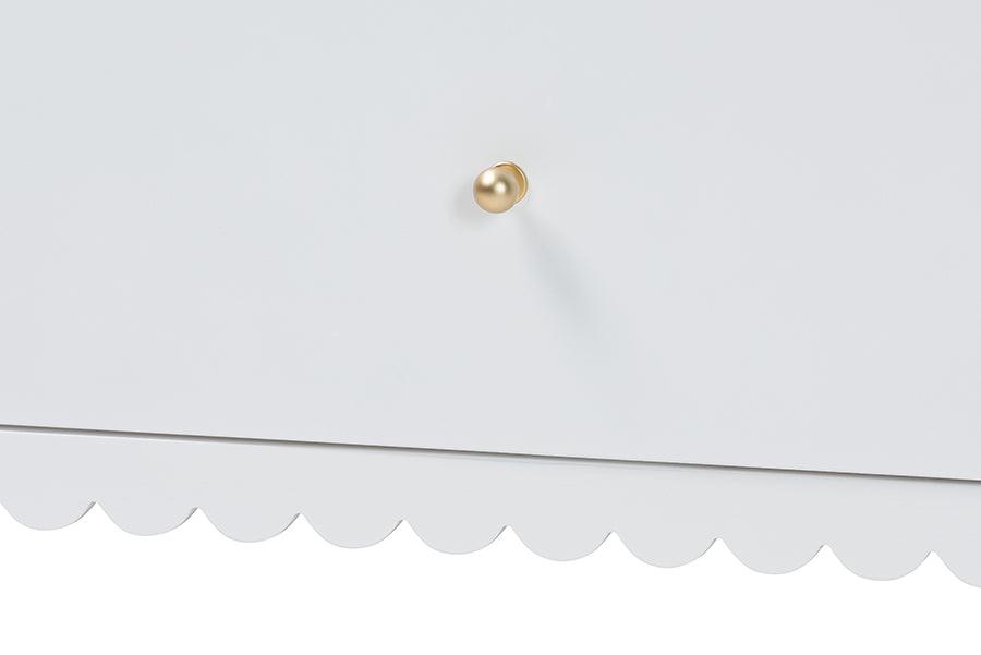 Baxton Studio Roni Modern White Wood 4-Drawer Chest with Scalloped Edges FredCo