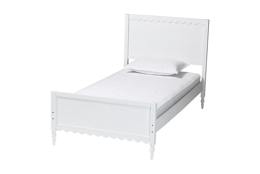 Baxton Studio Roni Modern White Wood Full Platform Bed with Scalloped Edges FredCo