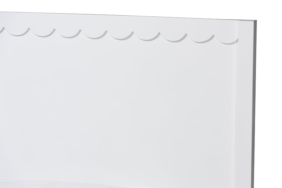 Baxton Studio Roni Modern White Wood Full Platform Bed with Scalloped Edges FredCo