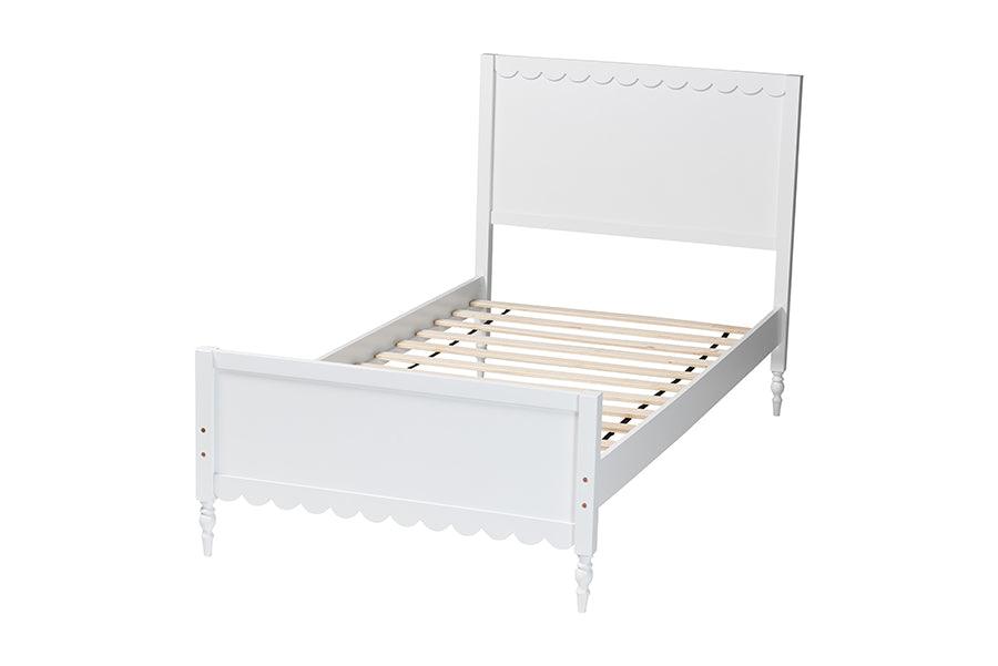 Baxton Studio Roni Modern White Wood Full Platform Bed with Scalloped Edges FredCo