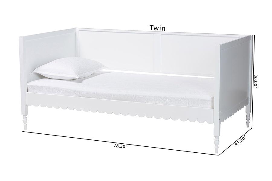 Baxton Studio Roni Modern White Wood Twin Daybed with Scalloped Edges FredCo