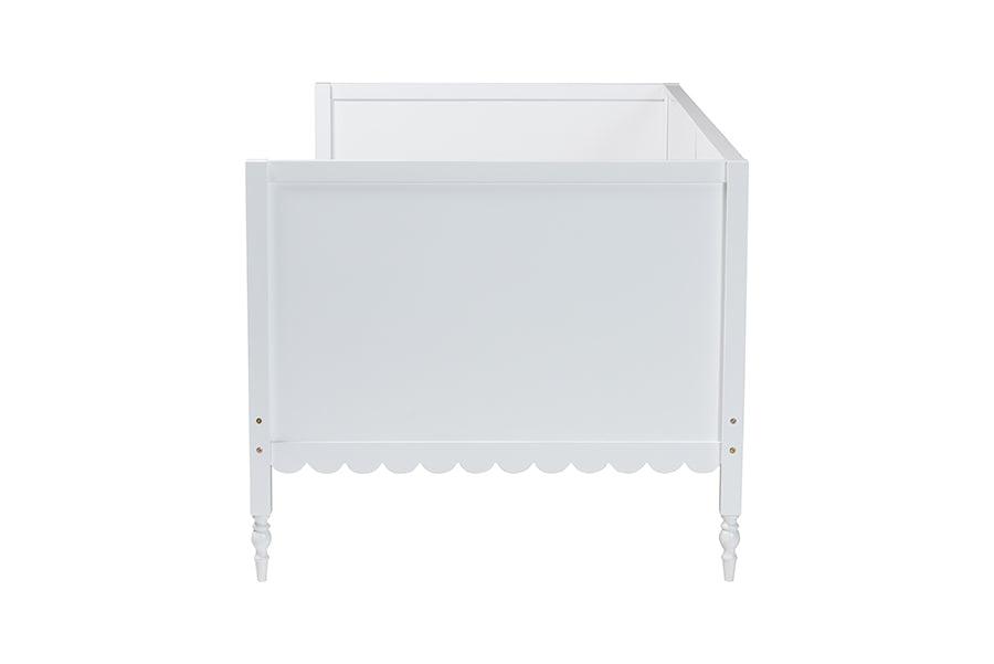 Baxton Studio Roni Modern White Wood Twin Daybed with Scalloped Edges FredCo