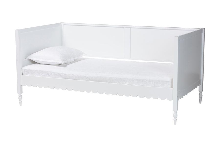Baxton Studio Roni Modern White Wood Twin Daybed with Scalloped Edges FredCo