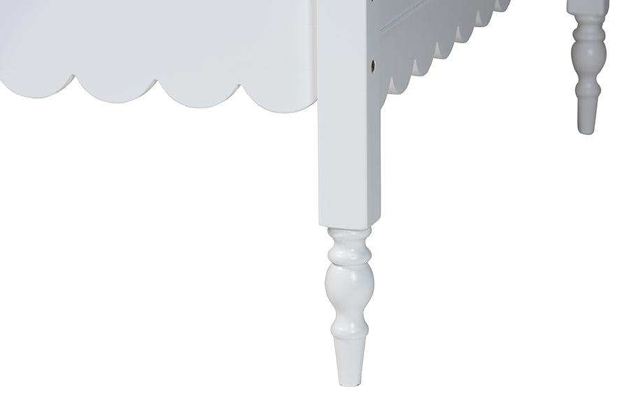 Baxton Studio Roni Modern White Wood Twin Daybed with Scalloped Edges FredCo