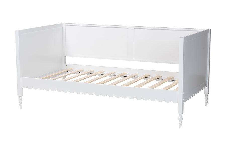 Baxton Studio Roni Modern White Wood Twin Daybed with Scalloped Edges FredCo