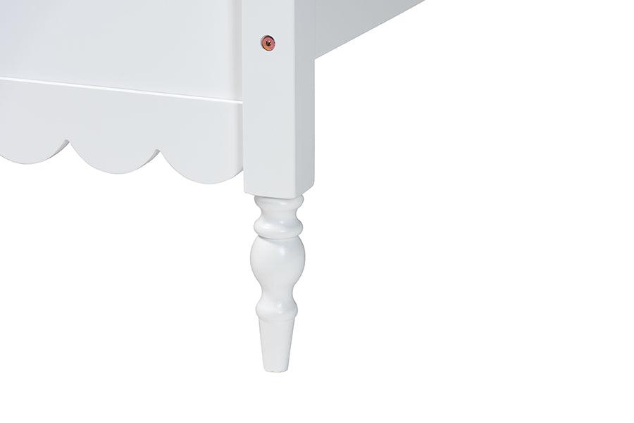Baxton Studio Roni Modern White Wood Twin Platform Bed with Scalloped Edges FredCo