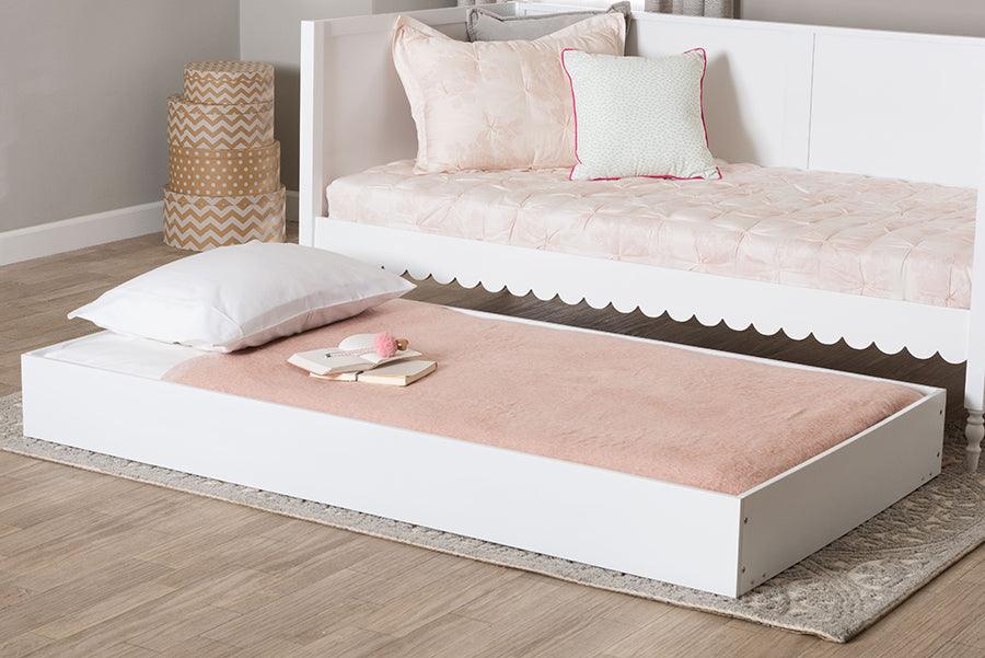 Baxton Studio Roni Modern White Wood Twin Trundle FredCo