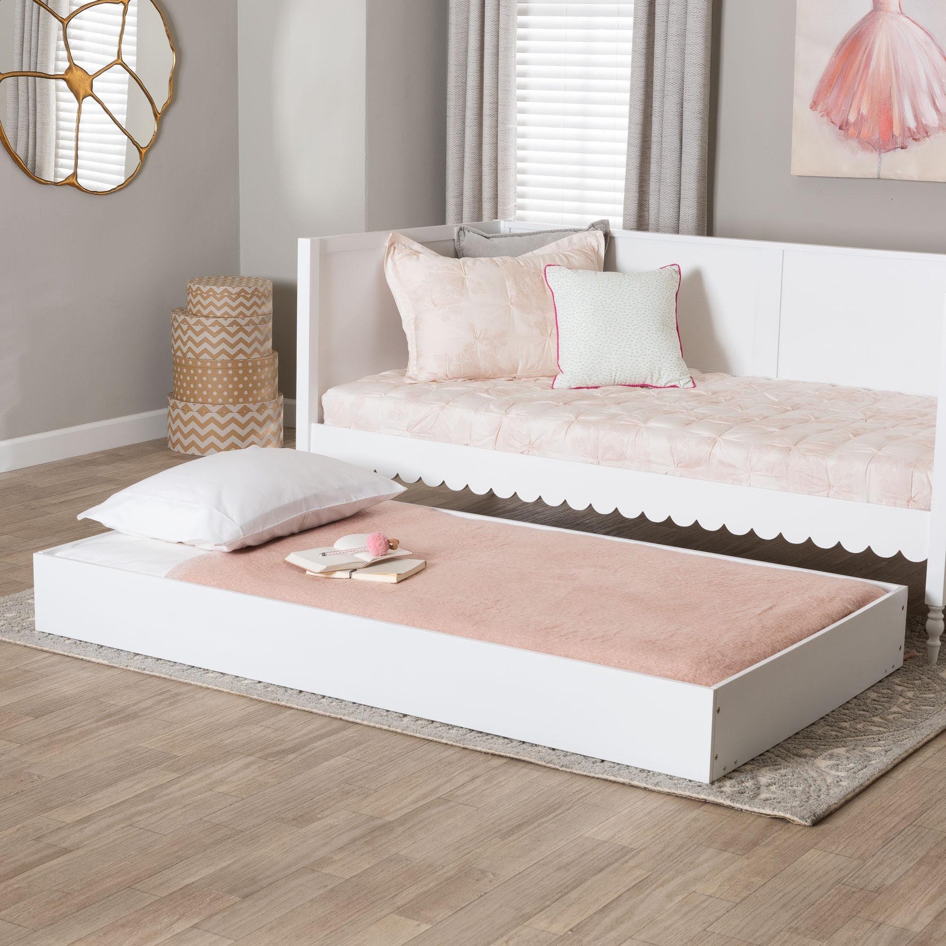 Baxton Studio Roni Modern White Wood Twin Trundle FredCo