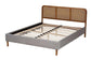 Baxton Studio Rosita Mid-Century Modern Transitional Light Grey Velvet Fabric and Walnut Brown Finished Wood Queen Size Platform Bed FredCo