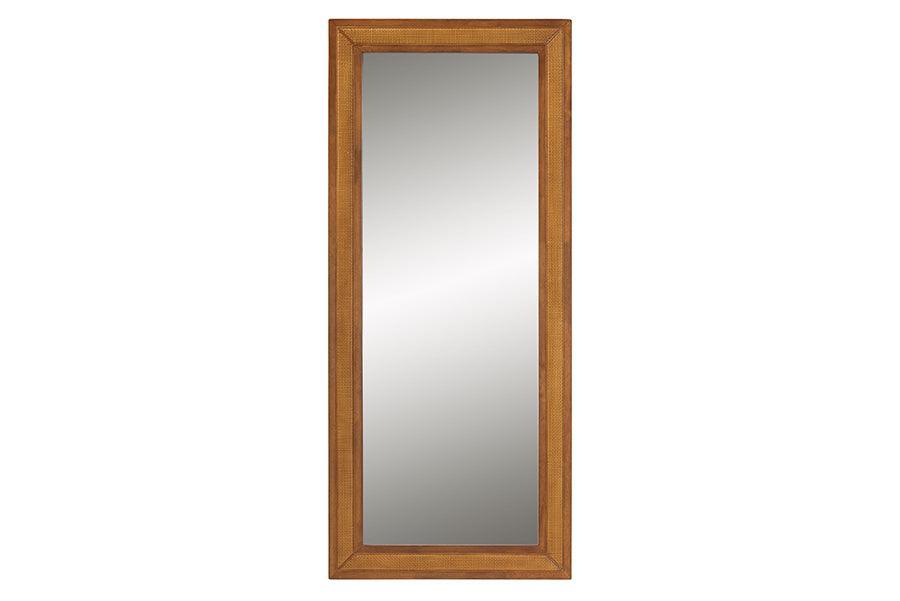 Baxton Studio Rowanne Mid-Century Modern Walnut Brown Rubberwood and Rattan Frame Wall Mirror FredCo
