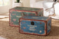Baxton Studio Sabeen Vintage Parisian Faux Leather and Wood 2-Piece Storage Trunk Set FredCo