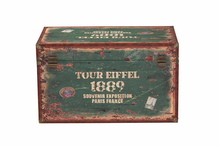 Baxton Studio Sabeen Vintage Parisian Faux Leather and Wood 2-Piece Storage Trunk Set FredCo