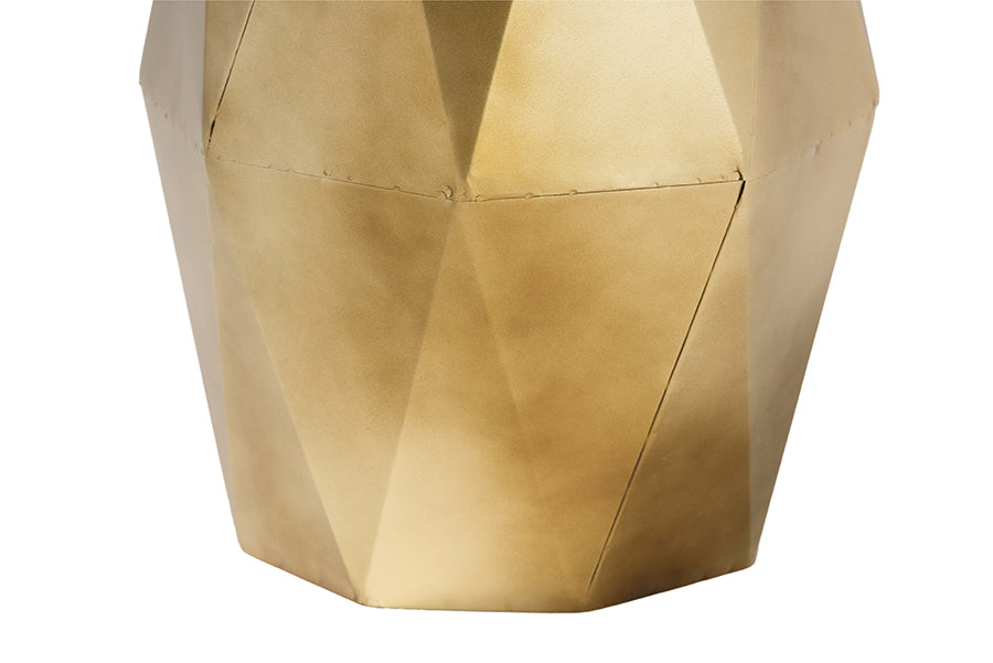 Baxton Studio Salman Geometric Bronze Metal Accent Table - Faceted Modern Side Table for Indoor or Semi-Outdoor Use FredCo