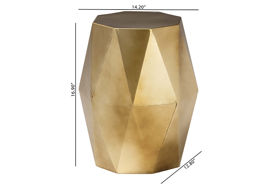 Baxton Studio Salman Geometric Bronze Metal Accent Table - Faceted Modern Side Table for Indoor or Semi-Outdoor Use FredCo