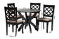 Baxton Studio Savina Modern Sand Fabric and Dark Brown Wood 5-Piece Dining Set FredCo