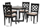 Baxton Studio Selby Modern Sand Fabric and Dark Brown Wood 5-Piece Dining Set FredCo