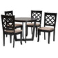 Baxton Studio Selby Modern Sand Fabric and Dark Brown Wood 5-Piece Dining Set FredCo