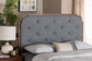 Baxton Studio Shanti Classic and Traditional Grey Fabric and Walnut Brown Finished Wood Headboard FredCo