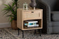 Baxton Studio Sherwin Mid-Century Modern Light Brown and Black 1-Drawer End Table with Woven Rattan Accent FredCo