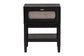 Baxton Studio Shirin Mid-Century Beige Fabric and Black Wood 1-Drawer Nightstand FredCo