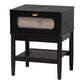 Baxton Studio Shirin Mid-Century Beige Fabric and Black Wood 1-Drawer Nightstand FredCo