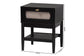 Baxton Studio Shirin Mid-Century Beige Fabric and Black Wood 1-Drawer Nightstand FredCo