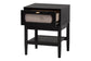 Baxton Studio Shirin Mid-Century Beige Fabric and Black Wood 1-Drawer Nightstand FredCo