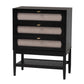 Baxton Studio Shirin Mid-Century Beige Fabric and Black Wood 3-Drawer Chest FredCo
