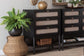 Baxton Studio Shirin Mid-Century Beige Fabric and Black Wood 3-Drawer Chest FredCo